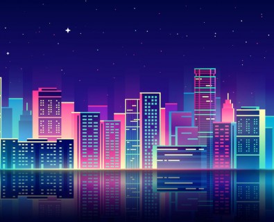 city at night illustration graphic
