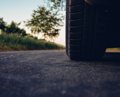 car tyre on rural road