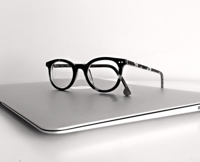 glasses on laptop